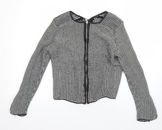 Womens UK Size M H&M Black Full Zip Jumper
