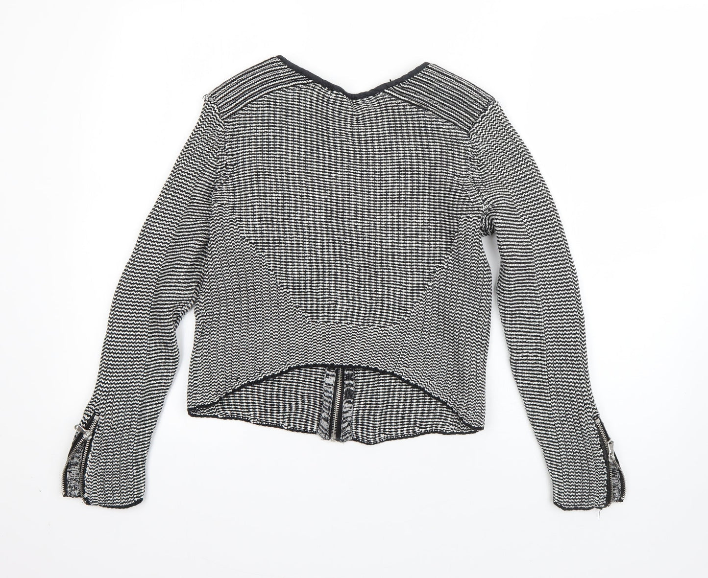 Womens UK Size M H&M Black Full Zip Jumper