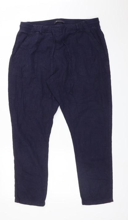 Womens UK Size 14 M&S Regular Fit Bloomer Blue Trousers