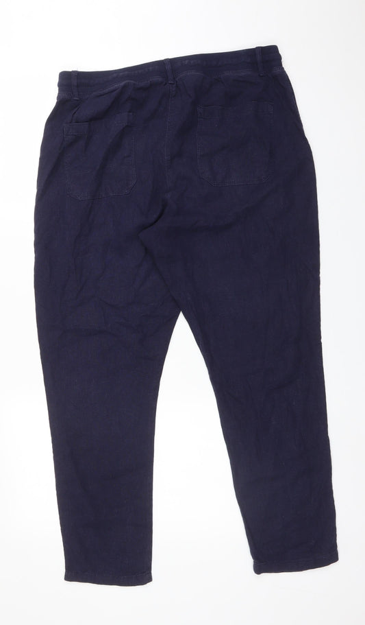 Womens UK Size 14 M&S Regular Fit Bloomer Blue Trousers