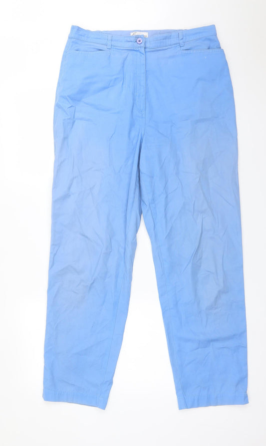 Womens UK Size 16 Emreco Regular Fit Carpenter Blue Trousers