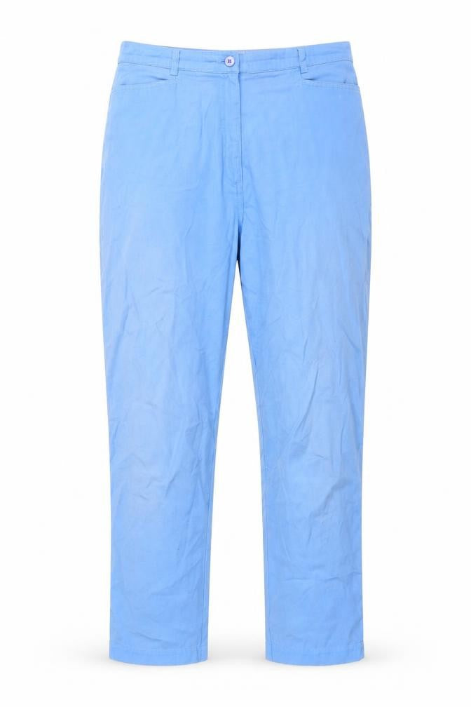 Front view of Emreco women’s blue cotton carpenter trousers, size UK 16, 29-inch leg regular