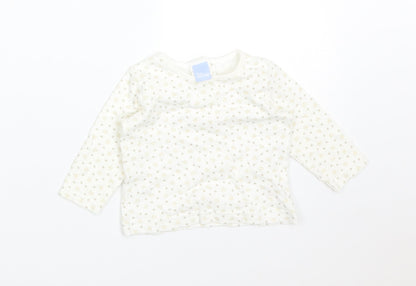 Disney Baby White Polka Dot Cotton Basic T-Shirt Size 3-6 Months Round Neck