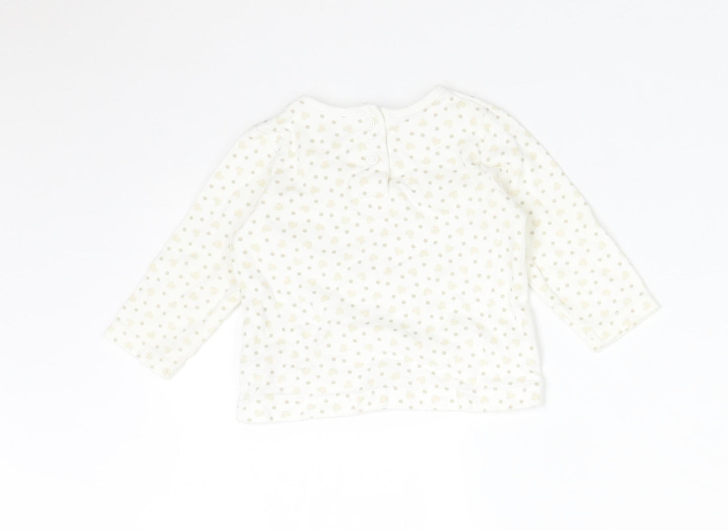 Disney Baby White Polka Dot Cotton Basic T-Shirt Size 3-6 Months Round Neck