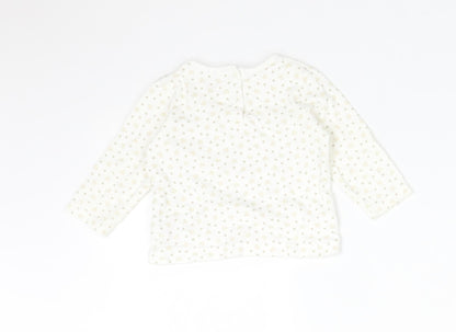 Disney Baby White Polka Dot Cotton Basic T-Shirt Size 3-6 Months Round Neck