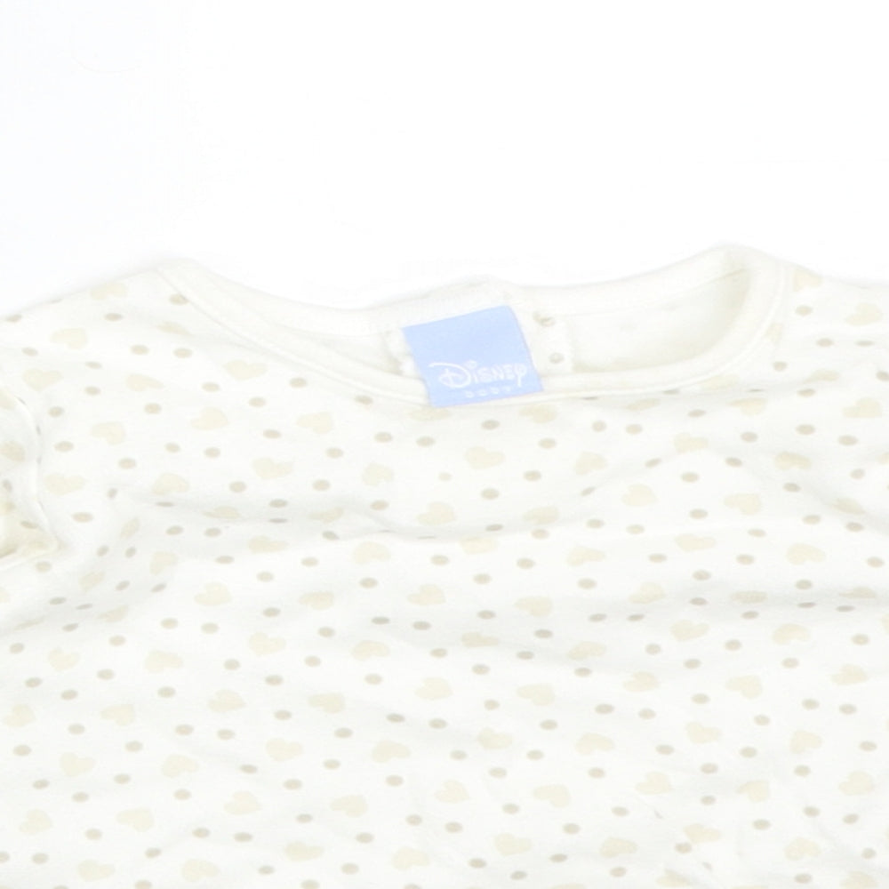Disney Baby White Polka Dot Cotton Basic T-Shirt Size 3-6 Months Round Neck