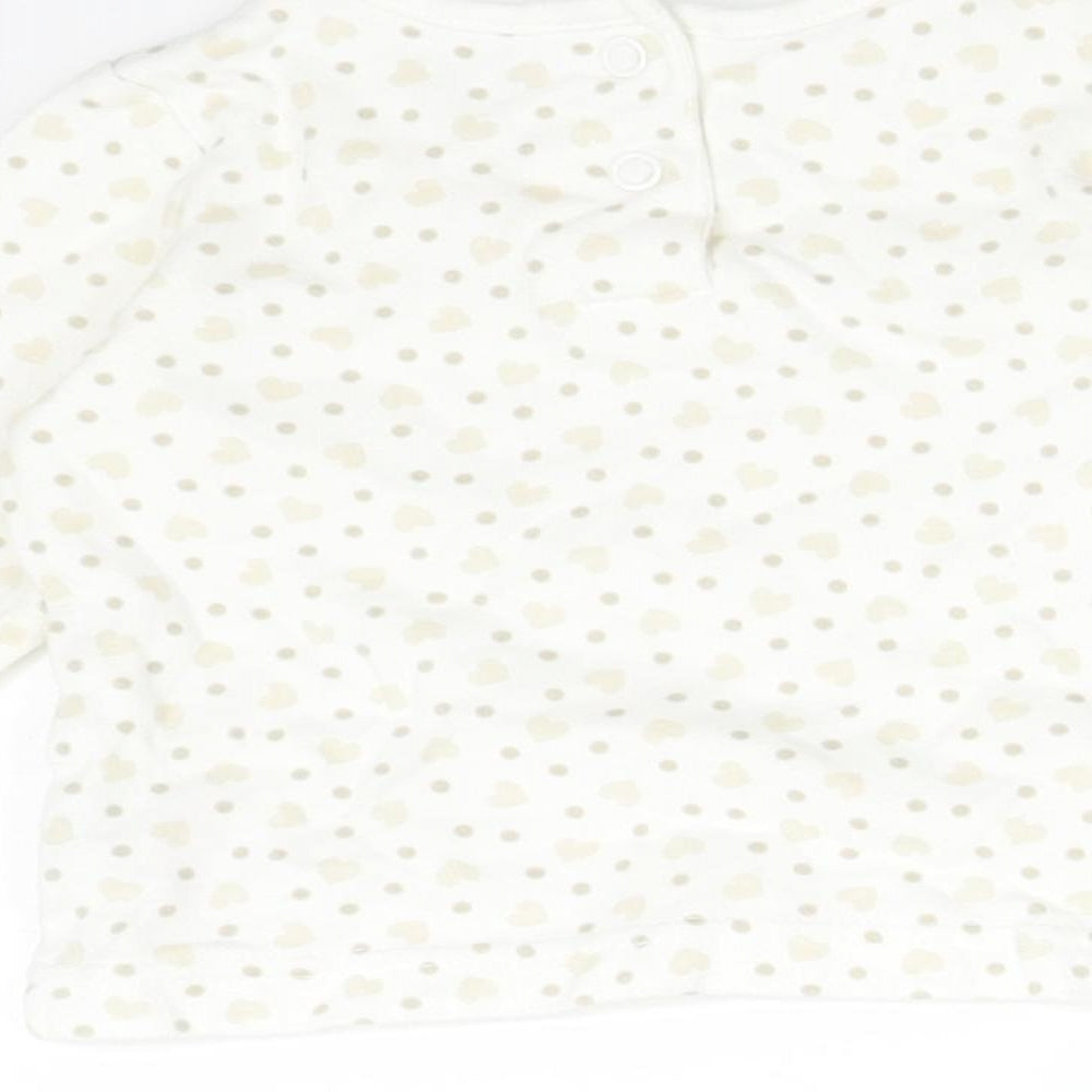 Disney Baby White Polka Dot Cotton Basic T-Shirt Size 3-6 Months Round Neck