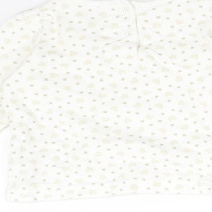 Disney Baby White Polka Dot Cotton Basic T-Shirt Size 3-6 Months Round Neck