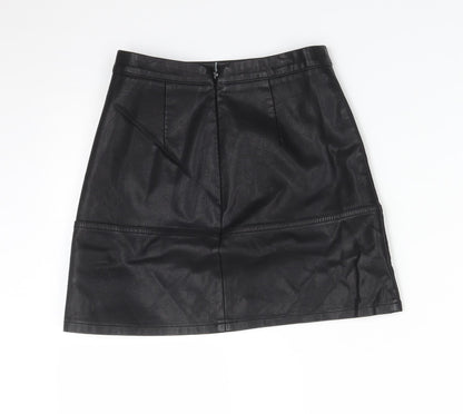 New Look Womens Black  Polyurethane Straight & Pencil Skirt Size 4
