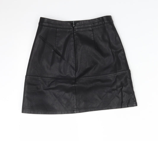 New Look Womens Black  Polyurethane Straight & Pencil Skirt Size 4