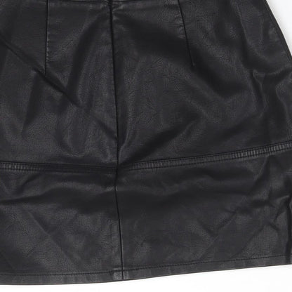 New Look Womens Black  Polyurethane Straight & Pencil Skirt Size 4