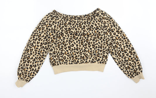 H&M Womens Multicoloured Animal Print Cotton Pullover Sweatshirt Size XS