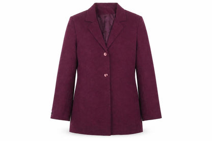 Front view of Debenhams women’s purple floral cupro jacket suit jacket, size UK 14