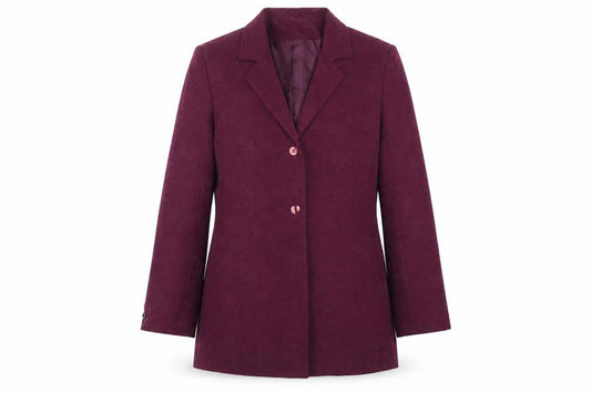Front view of Debenhams women’s purple floral cupro jacket suit jacket, size UK 14