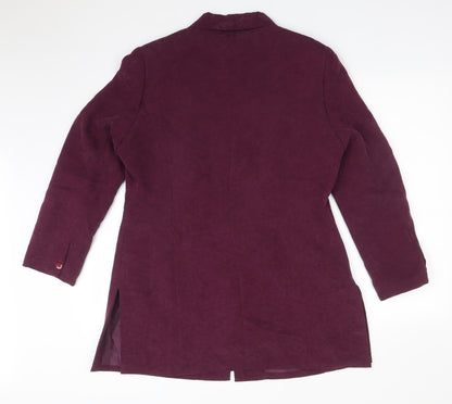 Debenhams Womens Purple Floral Cupro Jacket Suit Jacket Size 14