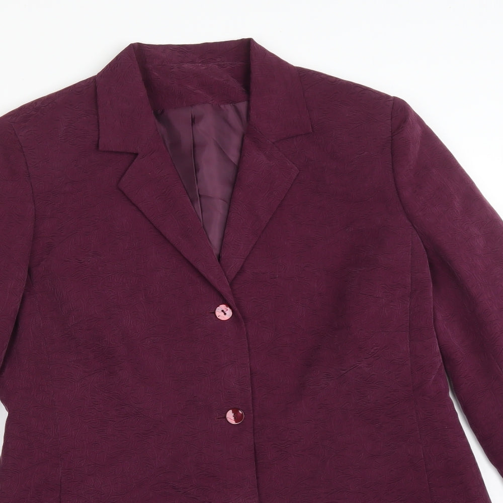 Debenhams Womens Purple Floral Cupro Jacket Suit Jacket Size 14
