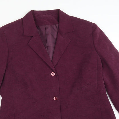 Debenhams Womens Purple Floral Cupro Jacket Suit Jacket Size 14