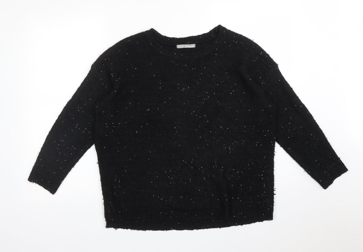 Additional front view of Marks & Spencer women’s black acrylic pullover sweatshirt, size UK 12