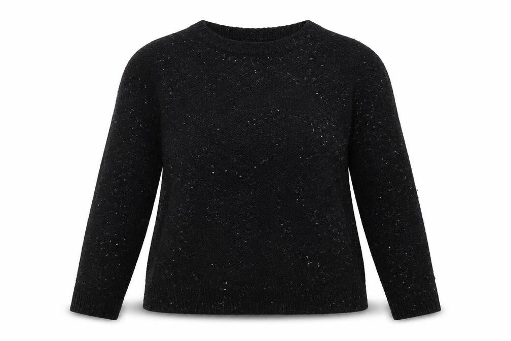 Front view of Marks & Spencer women’s black acrylic pullover sweatshirt, size UK 12