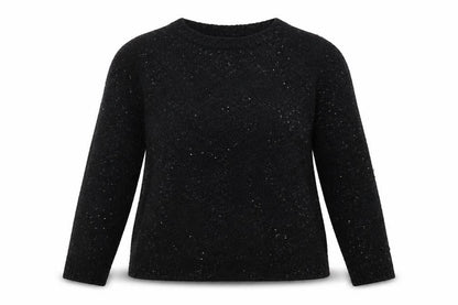 Front view of Marks & Spencer women’s black acrylic pullover sweatshirt, size UK 12