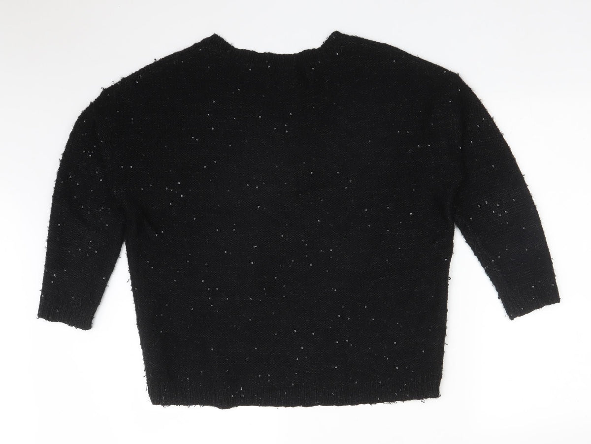 Back view of Marks & Spencer women’s black acrylic pullover sweatshirt, size UK 12