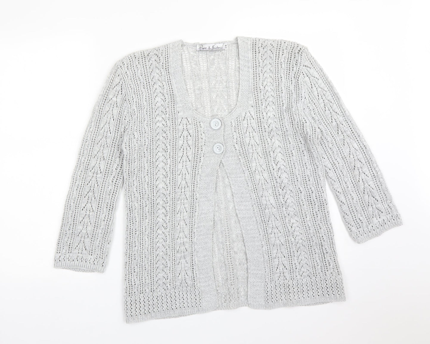 Womens UK Size M PURE & NATURAL Grey Cardigan Jumper