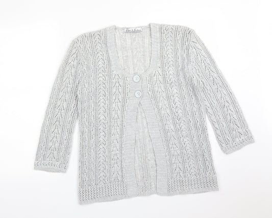 Womens UK Size M PURE & NATURAL Grey Cardigan Jumper
