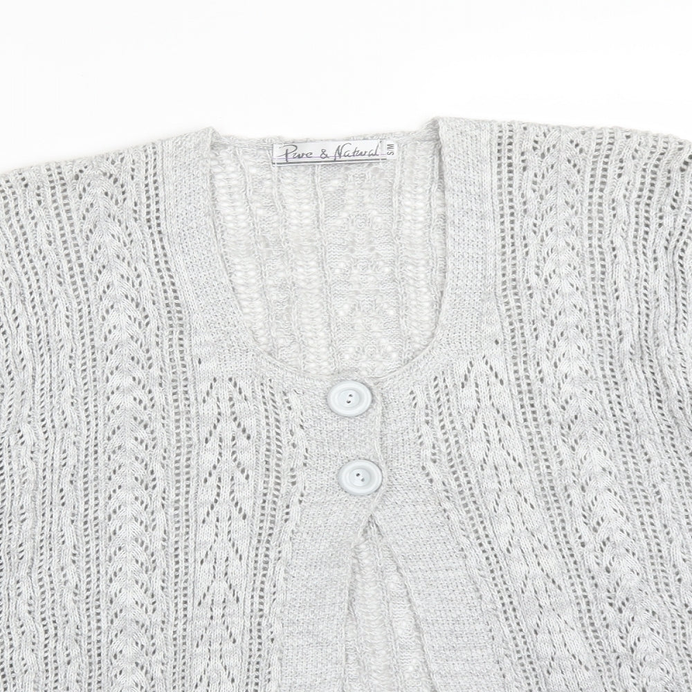 Womens UK Size M PURE & NATURAL Grey Cardigan Jumper