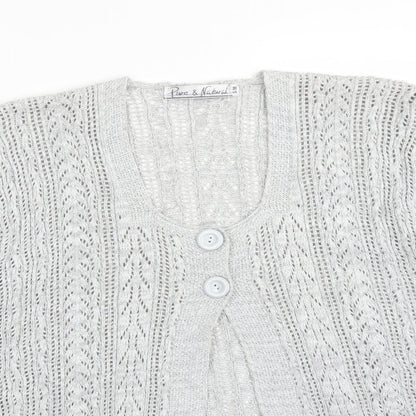 Womens UK Size M PURE & NATURAL Grey Cardigan Jumper