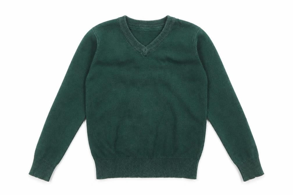 Front view of Nutmeg girls’ green cotton pullover sweatshirt, size 5-6, years