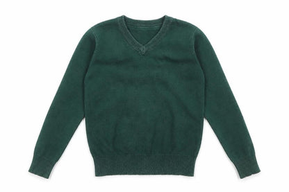 Front view of Nutmeg girls’ green cotton pullover sweatshirt, size 5-6, years