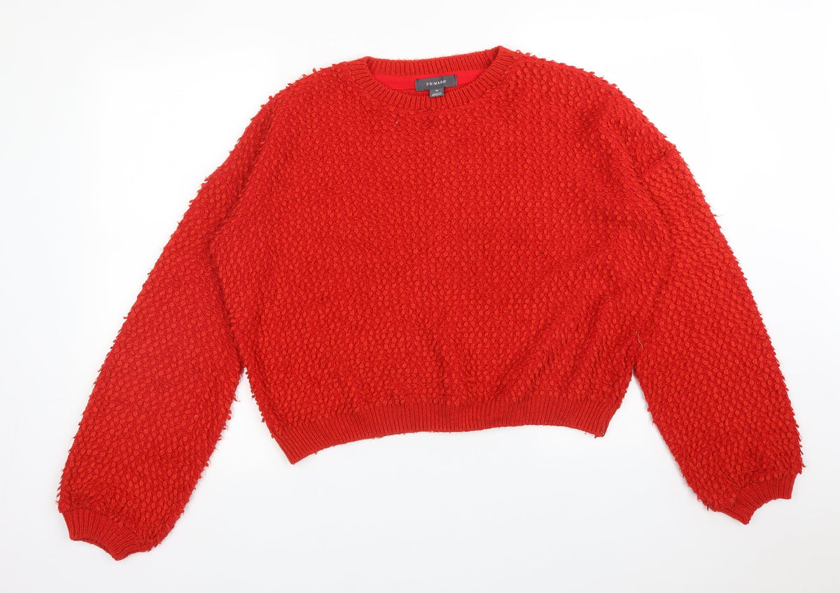 Additional front view of Primark women’s red acrylic pullover sweatshirt, size M