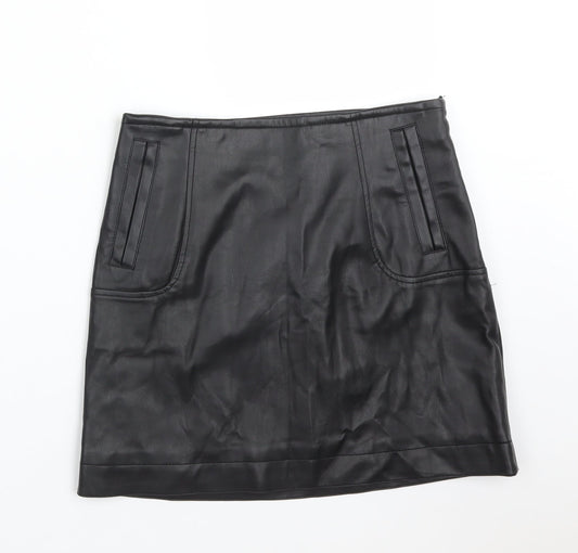 H&M Womens Black  Polyurethane Straight & Pencil Skirt Size 6