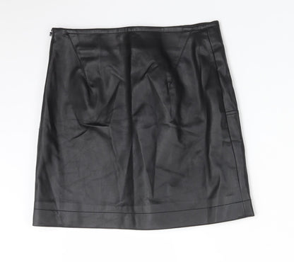 H&M Womens Black  Polyurethane Straight & Pencil Skirt Size 6