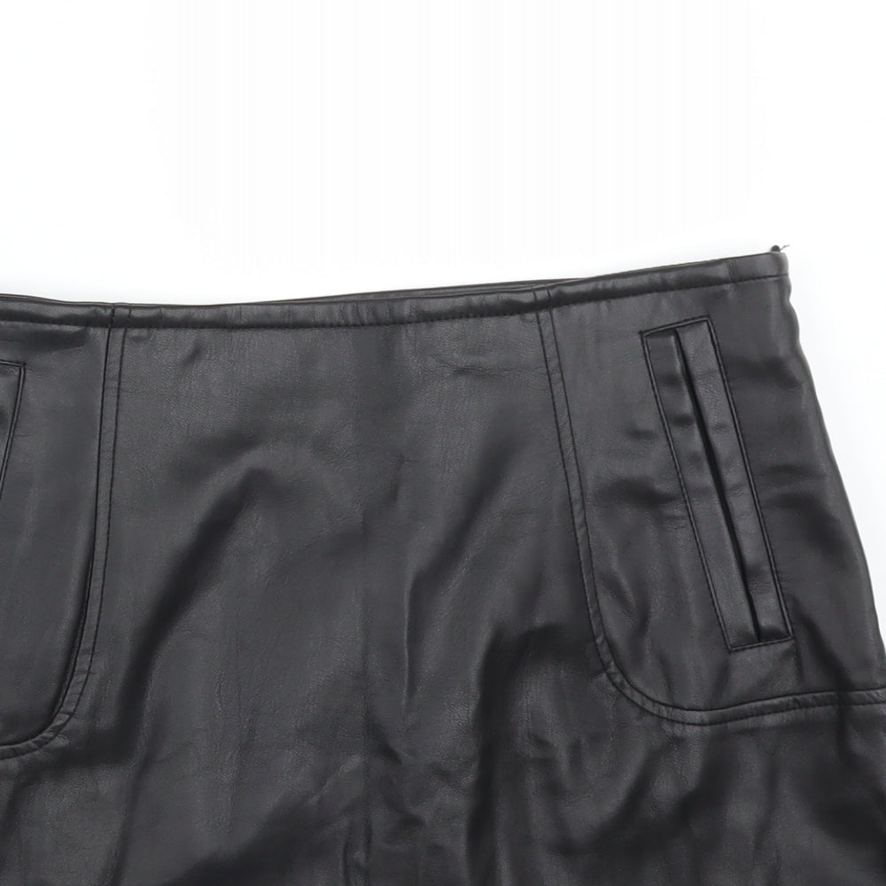 H&M Womens Black  Polyurethane Straight & Pencil Skirt Size 6