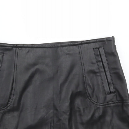 H&M Womens Black  Polyurethane Straight & Pencil Skirt Size 6