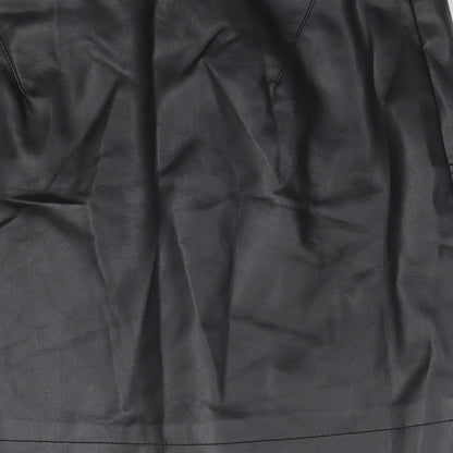 H&M Womens Black  Polyurethane Straight & Pencil Skirt Size 6