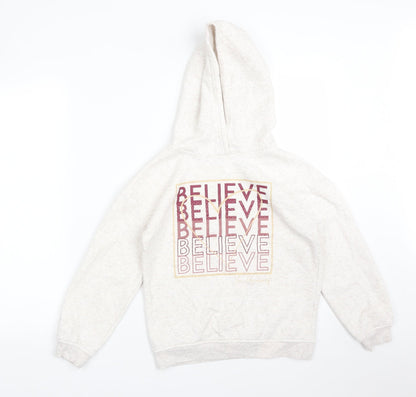 Primark Girls White  Cotton Pullover Hoodie Size 9-10 Years   - BELIEVE IN YOURSELF