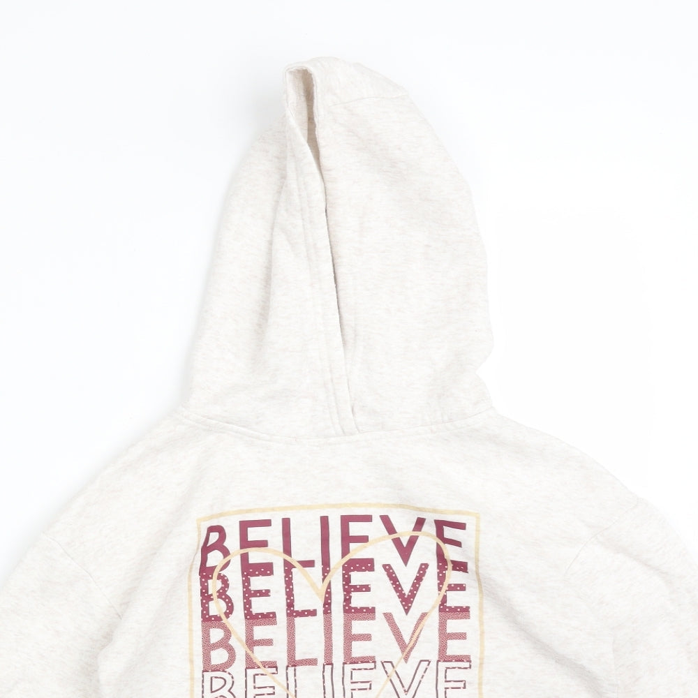Primark Girls White  Cotton Pullover Hoodie Size 9-10 Years   - BELIEVE IN YOURSELF