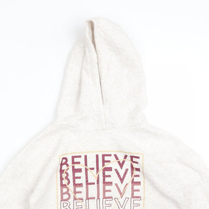 Primark Girls White  Cotton Pullover Hoodie Size 9-10 Years   - BELIEVE IN YOURSELF