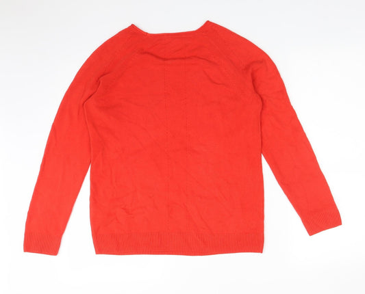 TU Womens Orange  Acrylic Basic T-Shirt Size 12 Round Neck