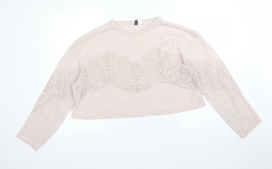 H&M Womens Pink  Polyester Pullover Sweatshirt Size M