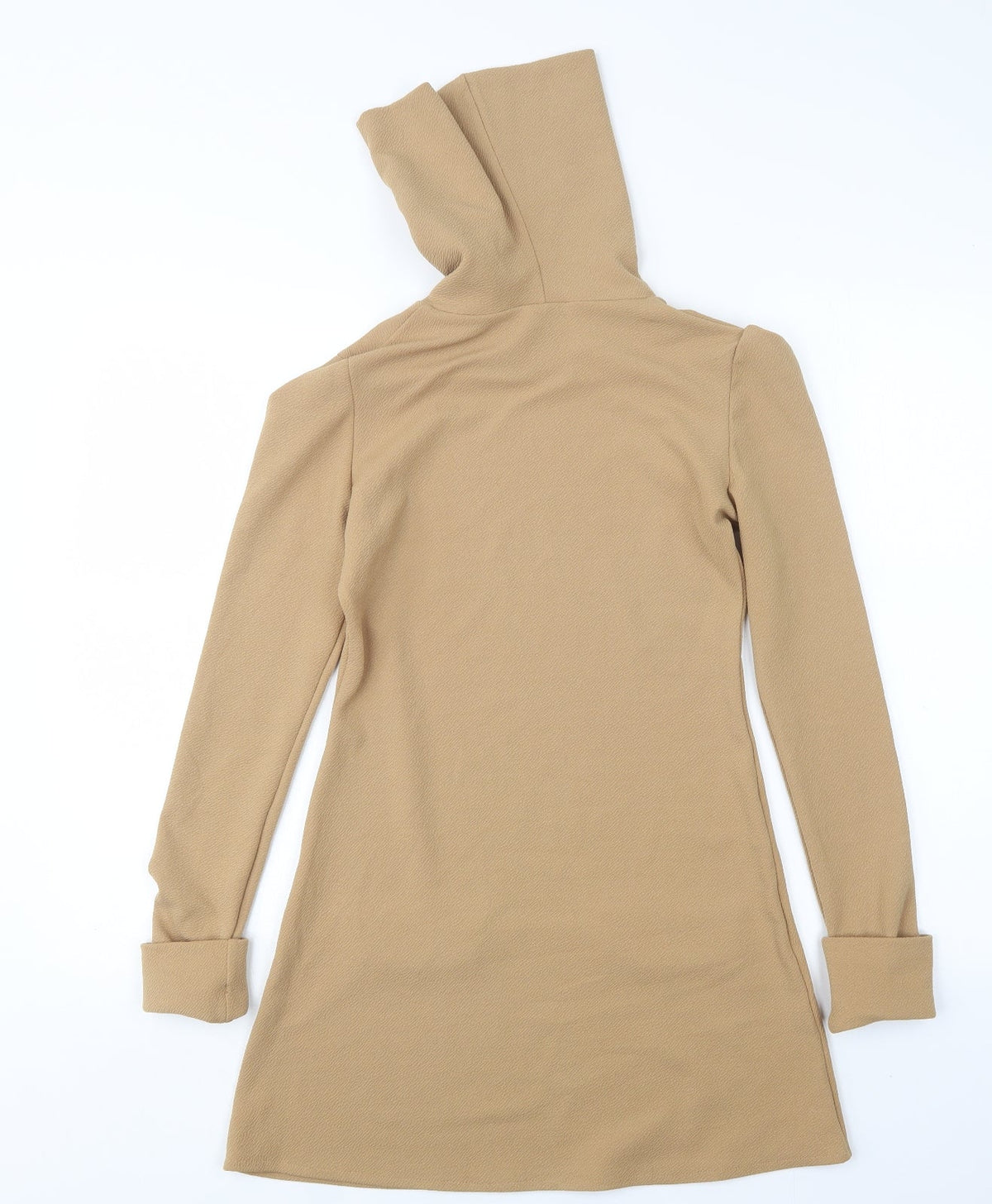 Back view of Lozana women’s beige polyester a-line, size UK 8, roll neck