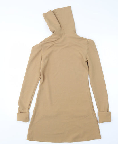 Back view of Lozana women’s beige polyester a-line, size UK 8, roll neck