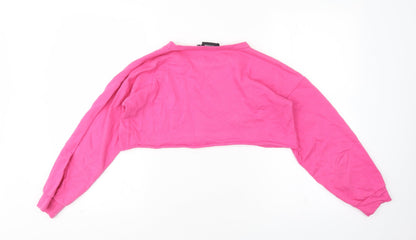 PRETTYLITTLETHING Womens Pink  Cotton Pullover Sweatshirt Size 6   - Cropped