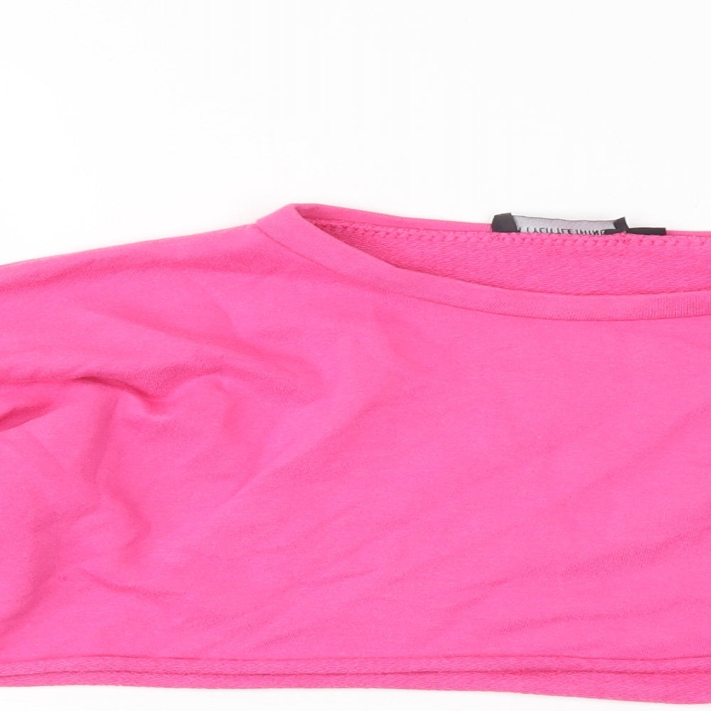 PRETTYLITTLETHING Womens Pink  Cotton Pullover Sweatshirt Size 6   - Cropped