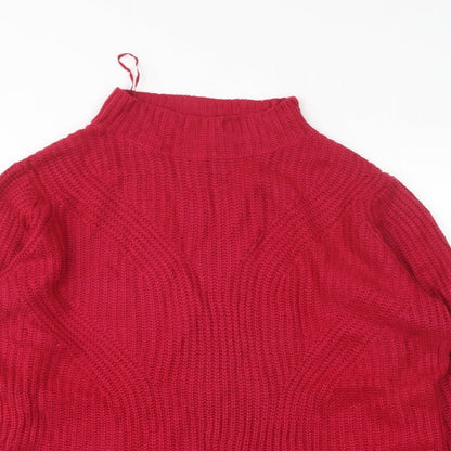 Damart Womens Pink High Neck  Acrylic Pullover Jumper Size 10