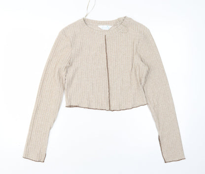 Primark Womens Beige Round Neck  Polyester Pullover Jumper Size M