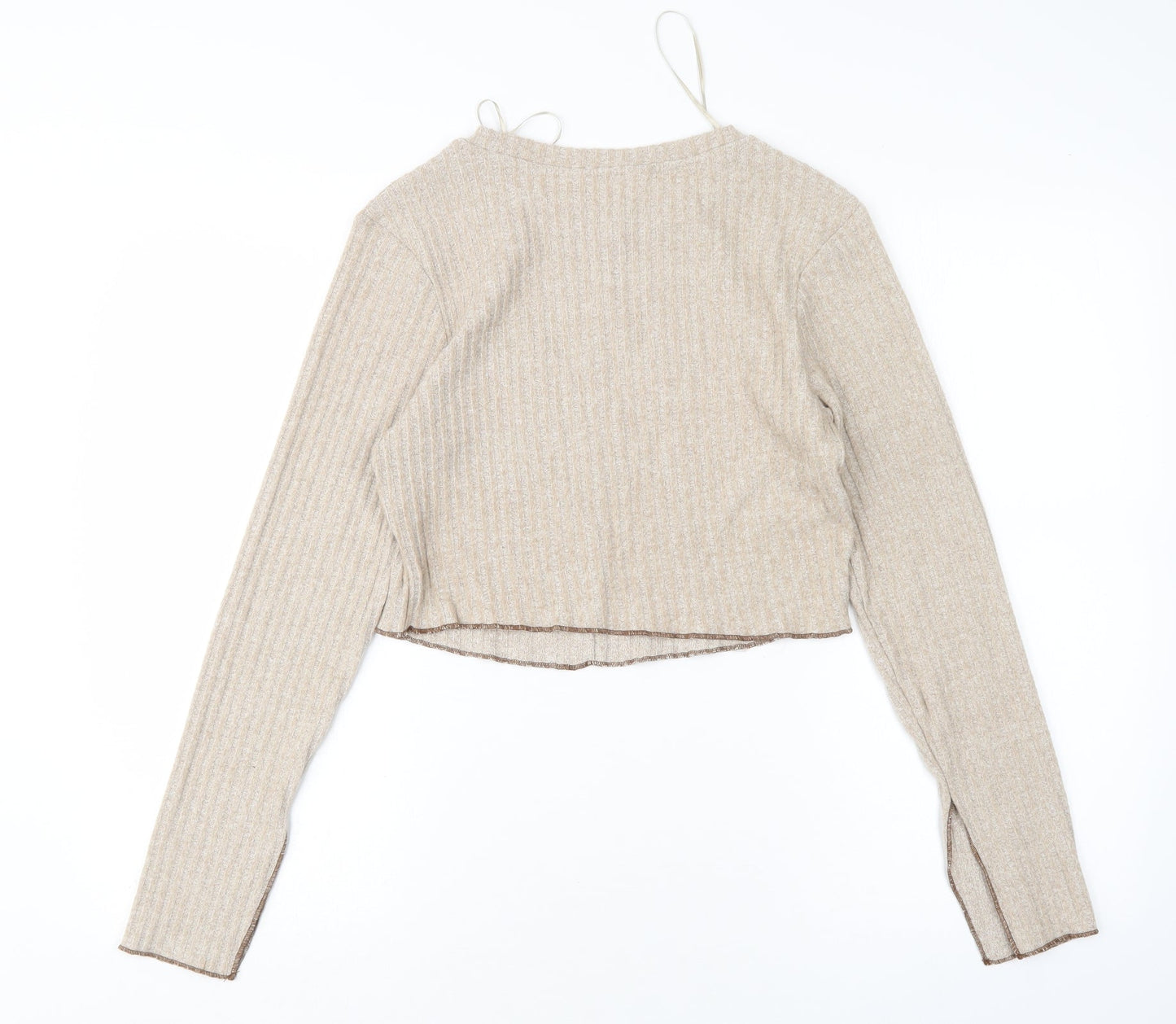 Primark Womens Beige Round Neck  Polyester Pullover Jumper Size M