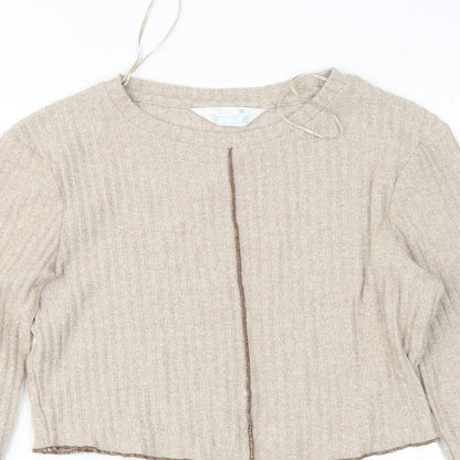 Primark Womens Beige Round Neck  Polyester Pullover Jumper Size M